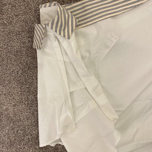 Express Women's Poplin Striped Collar One Shoulder Draped Top Size XL - NWT $68 - Picture 9 of 16